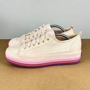 Keds Triple Up Platform Canvas Sneakers Womens 7.5 Pink Low Top Ombre